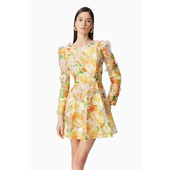 Elliatt Aella A-Line Mini Dress Yellow Wedding Guest cocktail Party size S NWT - Picture 1 of 7